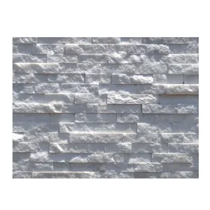 Revestimiento de pared de piedra natural Azulejo de piedra de Cultura de cuarzo blanco Diseño exterior rústico moderno Aplicación de hotel Erosión antiácida