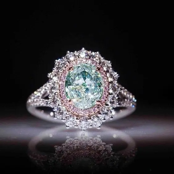 ZRR694 Huilin Promoción de Navidad rosa azul anillo de diamantes de cristal de topacio circón colorido diamante anillos de boda