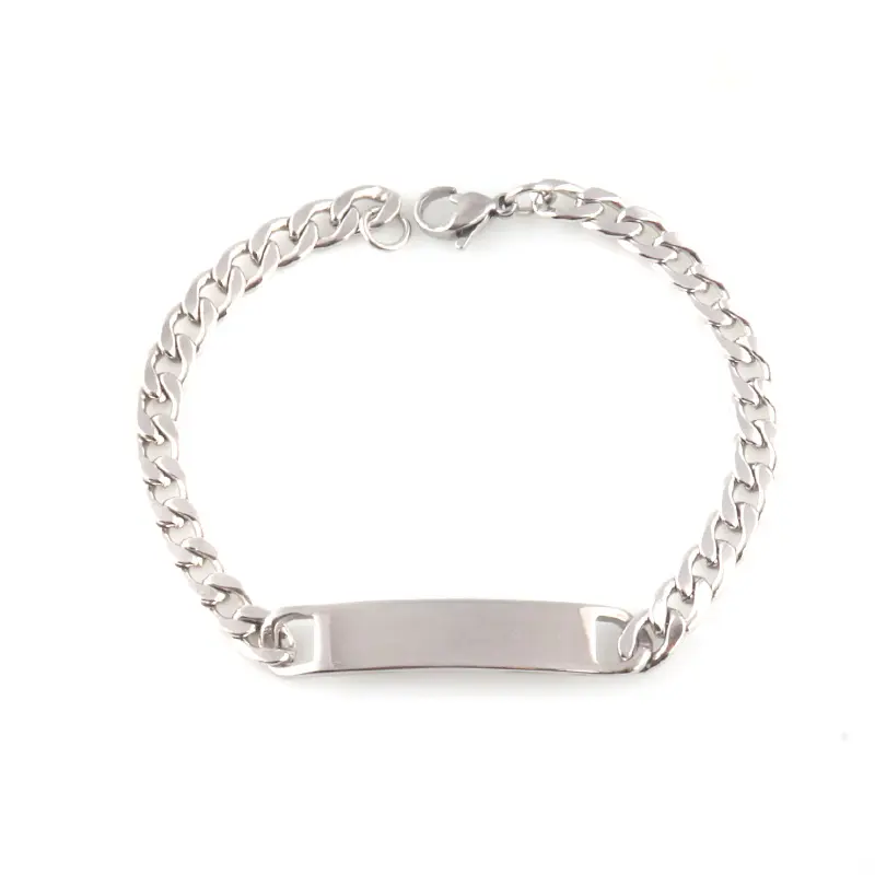 Neues Design Armband personalisierter Name eingraviert Edelstahlplatte klassischer Stil polierte Perle Diamantzahl Schmuck Verwendung