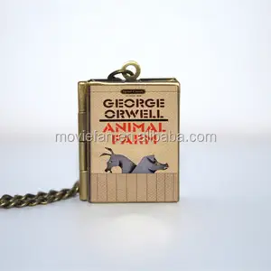 Animal Farm Book Locket Necklace, BRONZE tone VISION 9