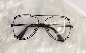 韓国ファッションレジャー女性眼鏡中空フラットミラーメガネ微細な金属フレームティーンエイジャーメガネ - Product Image 2