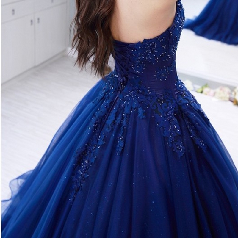 Shop Custom Made Blue Lace Prom Dresses 2019 Ball Gowns