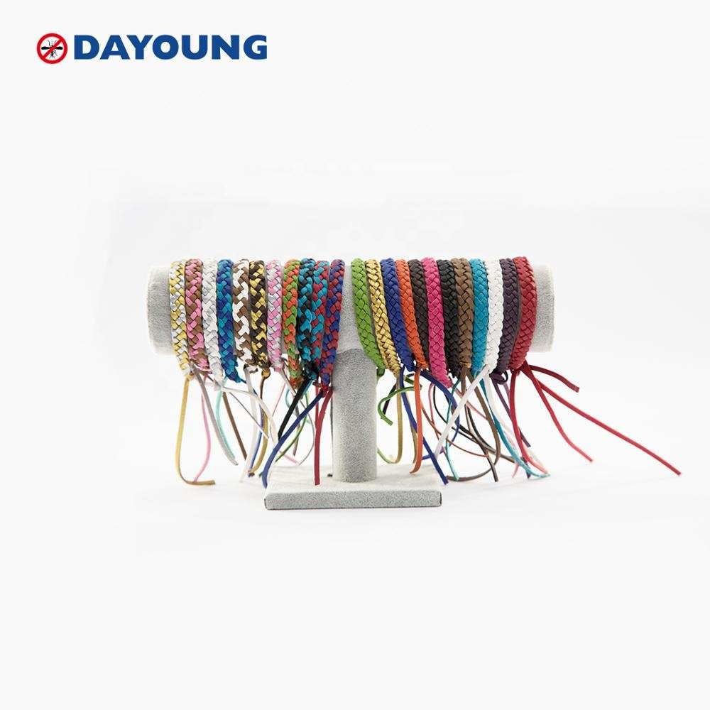 Bracelet répulsif naturel en cuir PU, fibre imperméable, cuir tissé, tricoté, avec ingrédients naturels