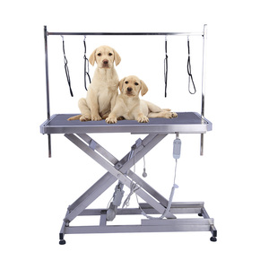 Table de toilettage électrique en acier inoxydable de haute qualité <span class=keywords><strong>pour</strong></span> animaux de compagnie, réglable en hauteur, alimentée par batterie, avec revêtement antidérapant en caoutchouc - Product Image 3