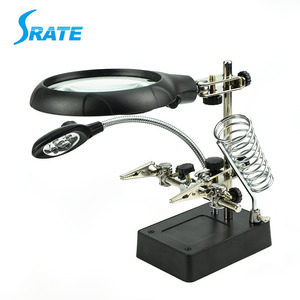 Loupe de bureau avec LED aidant troisième main souder loupe