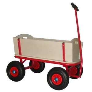 Chariot de jardin en bois pour enfants, chariot à pousser, outil, chariot de jardin en bois avec roues pneumatiques et panneaux en bois TC1812 - Product Image 5