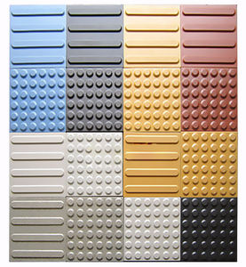 Dalles de guidage tactiles circulaires grises résistantes aux acides japonaises pour le stationnement, antidérapantes, pour les sols extérieurs - Product Image 1