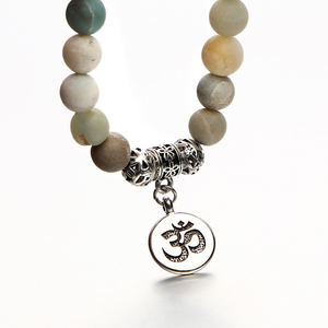 Bracciale con Charm a Forma di Loto in Pietra Amazonite 8MM, Bracciale Buddha, <span class=keywords><strong>Gioielli</strong></span> Personalizzabili - Product Image 3