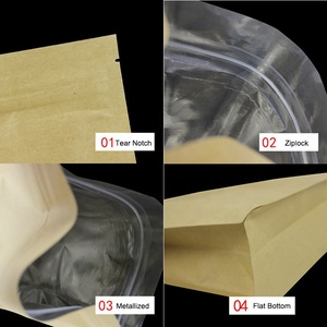 Đáy Phẳng Aluminized Kraft Giấy Foil Tráng Đồng Bằng Reclosable Ziplock Nhiệt Sealable Thực Phẩm Lưu Trữ Bao Bì Hộp Túi Túi - Product Image 2