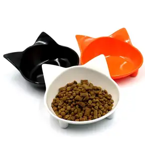 Pet supplies cat shape plastic puppy kitty cat water feding food bowl