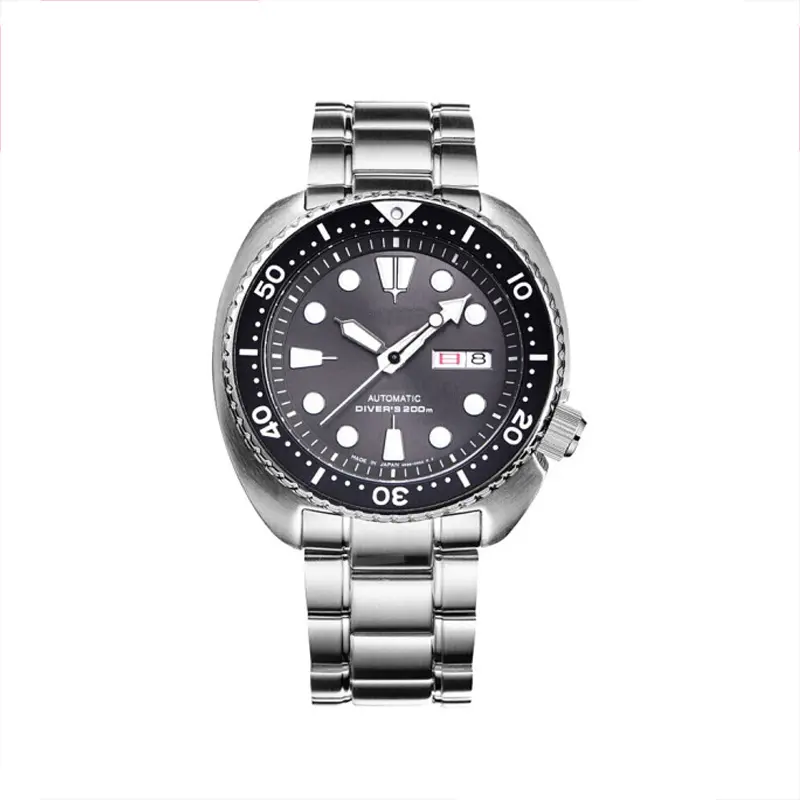 Shenzhen Factory Direct Price All Stainless Steel Sunray With Luminous Hour Marker Diver Silver Watches Men Wrist
