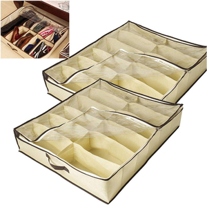 Save Space Non-Woven Fabric Shoebox Folding Organizer Underbed Closet Solution big stackable shoe box storage