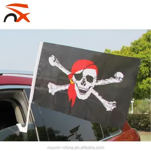 Bandeira personalizada da janela do carro, 12*18 polegadas, pirata roger com pólo