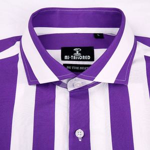 De moda Venta caliente de los hombres <span class=keywords><strong>vestido</strong></span> de <span class=keywords><strong>rayas</strong></span> Camiseta 100% algodón de manga larga Camiseta CASUAL - Product Image 4