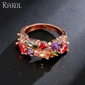 خواتم أحجار ملونة RP012 من RAKOL خواتم كريستال مطلية بالذهب الموضة - Product Image 2