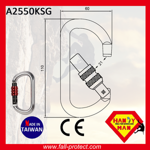 A2550-KSG Certificat CE Mousqueton symétrique en aluminium anodisé en forme de O avec verrouillage à vis pour la rigging de poulies et l'escalade - Product Image 6