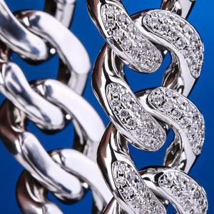 Bracciale Hip Hop da <span class=keywords><strong>Uomo</strong></span> KRKC&CO in Argento <span class=keywords><strong>925</strong></span> Personalizzato con Pietre CZ, Bracciale Cubano Ghiacciato in Argento <span class=keywords><strong>925</strong></span> - Product Image 3