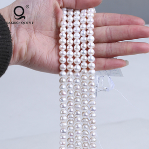 Dây chuỗi ngọc trai nước ngọt hình khoai tây trắng tự nhiên AA 7-8mm Daking Jewelry - Product Image 1