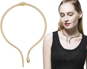 1688 dropshiping Ins designer Chunky Statement collar Choker Necklace Silver Gold Plated Snake Necklace