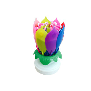 <span class=keywords><strong>Bougie</strong></span> d'<span class=keywords><strong>anniversaire</strong></span> musicale Lotus - Cire de paraffine colorée et scintillante pour les célébrations de Diwali et d'Halloween - Product Image 1