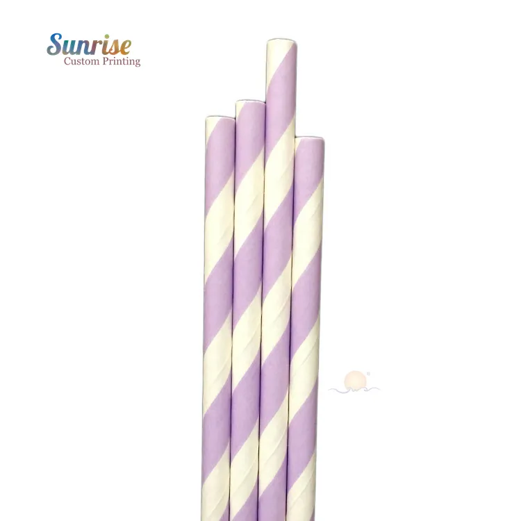 SP406 Biodegradable disposable drinking stripy print for party decoration water bottle customized paper straws paper