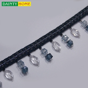 Chine Fringe <span class=keywords><strong>Rideau</strong></span> Conception <span class=keywords><strong>Carré</strong></span> Dentelle Perlée Fringe - Product Image 3