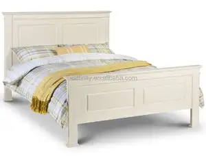 KS-YH-680 diseños simples madera maciza precio barato doble blanco cama para el dormitorio