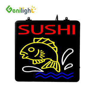 Siêu sáng dẫn <span class=keywords><strong>Sushi</strong></span> và thực phẩm biển Neon mở dấu hiệu với logo cá - Product Image 2