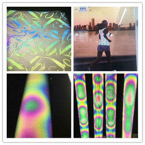 Cầu Vồng Màu Phản Quang Linh Hoạt Căng In Lông Cừu Ủng Hộ Màu Đỏ Đen Bạc Đan Polyester May Phản Xạ Vải Chất Liệu - Product Image 5