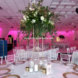 Vendita all'ingrosso rettangolo tavolo centrotavola di nozze-Decorativo di fiori alti in metallo da tavolo centrotavola per la cerimonia nuziale