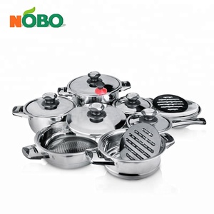 <span class=keywords><strong>Set</strong></span> di <span class=keywords><strong>Pentole</strong></span> in <span class=keywords><strong>Acciaio</strong></span> Inox da 16 Pezzi con Fondo Super Capsulato, Nuovo Design per Cottura a <span class=keywords><strong>Induzione</strong></span> - Product Image 2