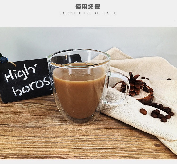 16oz double wall glass coffee mug