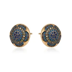 93068-18k gold wholesale gemstone jewelry sapphire stud earring