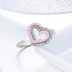 BAGREER SCR213 Eternity Zircon del <span class=keywords><strong>Cuore</strong></span> di Amore A Forma di CZ <span class=keywords><strong>Rosa</strong></span> di Pietra <span class=keywords><strong>Anello</strong></span> In Argento 925 Anelli Dei Monili Delle Donne di san valentino regalo di Giorno - Product Image 3