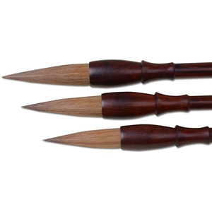 Antiquariato di Alta Qualità Calligrafia Cinese 3pcs Pennelli Set Donnola Capelli Pennello Manico In Legno di Palissandro Scatola di Legno - Product Image 3