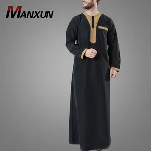 좋은 품질 남자의 모로코 골드 자수 토브 패션 현대 사우디 주바 이슬람 남성 의류
