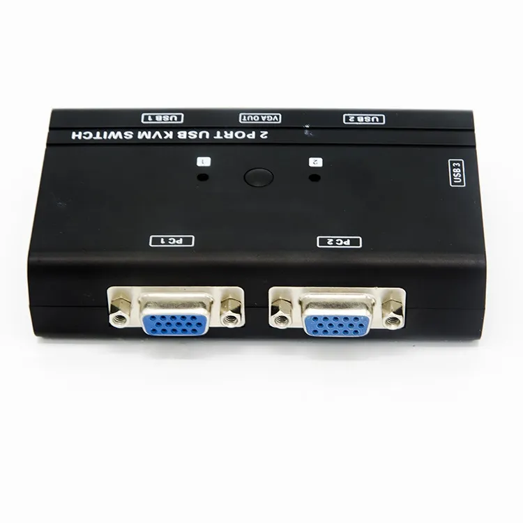 2 Port USB 2.0 KVM Switch Box With 2 Pcs VGA USB Cables to Control 2 Computers for Sharing Mouse/Keyboard/Monitor/Printer