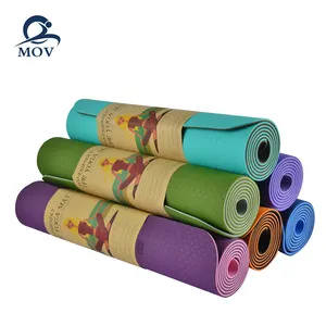 Thảm Tập Yoga Sinh Thái TPE Chống Trượt Chống Nước Nhãn Logo In Tùy Chỉnh Hai Lớp 6MM