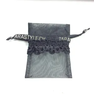 High quality drawstring lace organza gift bag for packaging jewelry