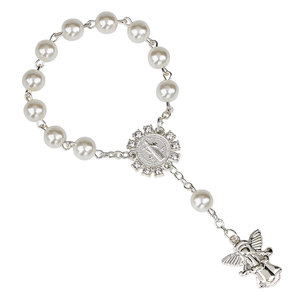 NX0055 Huilin gioielli bambini cattolici braccialetto battezzato 8mm perle imitazione <span class=keywords><strong>con</strong></span> <span class=keywords><strong>angelo</strong></span> ciondolo Gesù rosario <span class=keywords><strong>bracciale</strong></span> - Product Image 6