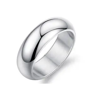 Bomei Grosir Stainless Steel Perhiasan Cincin Desain Kosong Tinggi Dipoles Perak Berukir Cincin Logo dengan Permukaan Halus