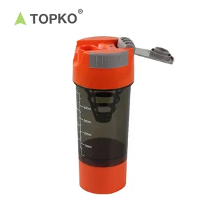 TOPKO Botol Air Pengocok Protein 2 Lapis, Botol Air dengan Kompartemen Pil Penyimpanan 500Ml