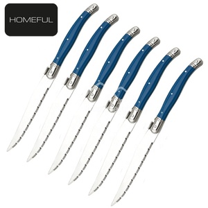 Best-seller <span class=keywords><strong>Couteau</strong></span> <span class=keywords><strong>à</strong></span> <span class=keywords><strong>steak</strong></span> de luxe OEM Laguiole <span class=keywords><strong>à</strong></span> lame dentelée avec <span class=keywords><strong>couteau</strong></span> de cuisine en ABS bleu foncé - Product Image 3