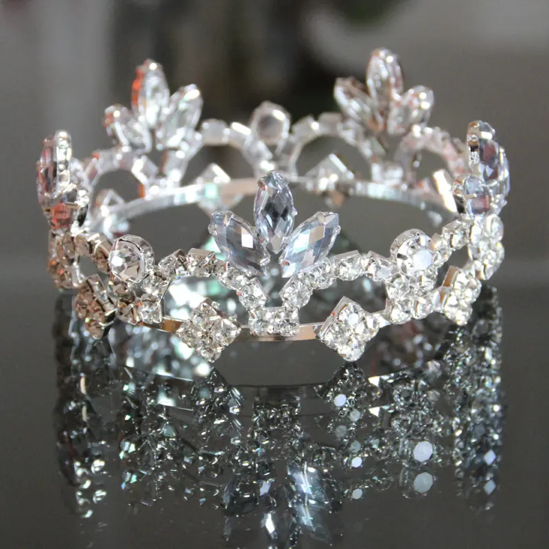 Mahkota Pengantin Wanita, Aksesoris Rambut Pernikahan Pengantin Wanita CR002 Tiara Mahkota Bayi Kristal Mewah Mode Baru