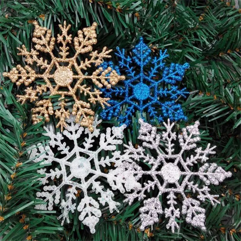 Sky Blue Wood Snowflake Pieces Tree Hanging Merry Christmas Tree Ornaments Xmas Party Decoration Gifts