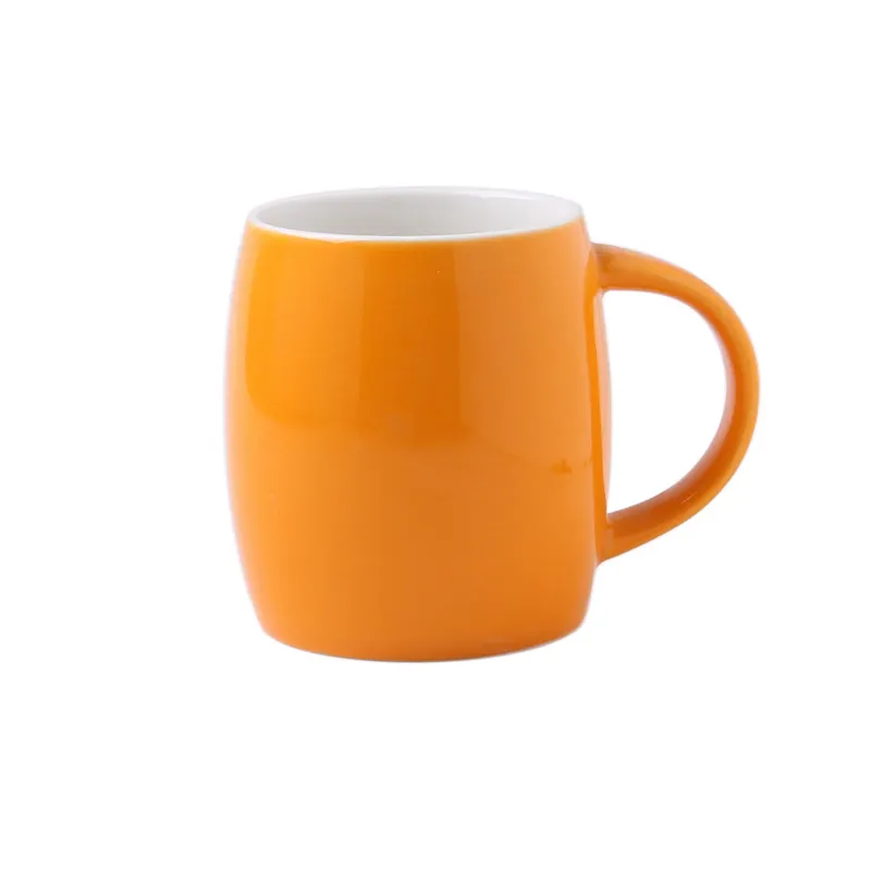 Toptan fabrika doğrudan satmak ucuz fiyat turuncu renk çin seramik porselen kahve kupa bardak