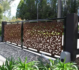 Portes en métal rouillées de villas en acier corten et clôture de portes Corten pour l'arrière-cour