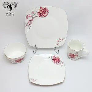 Beautiful stripe design decoration craft gift porcelain ceramic breakfast dinnerware set