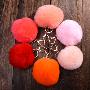 Yongze felpa Faux conejo piel POM bola adorna <span class=keywords><strong>el</strong></span> monedero elegante llavero accesorio de moda con llavero - Product Image 1