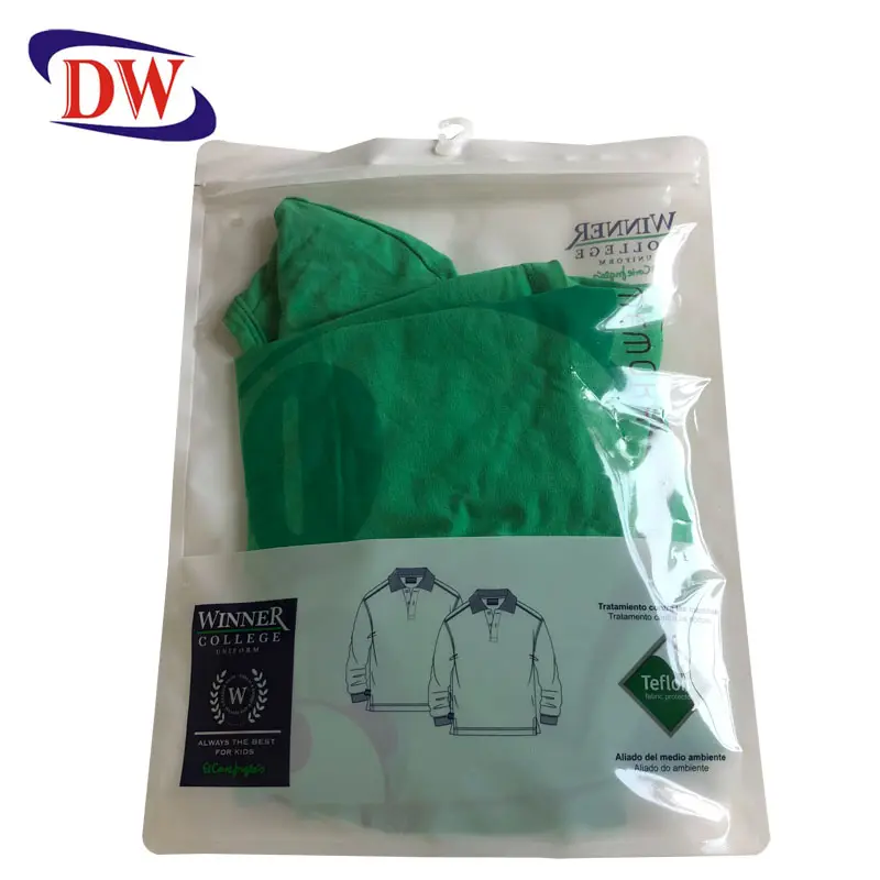 Sacs à crochets suspendus, en plastique stratifié par fermeture éclair, emballage pour t-shirt, 50 pièces
